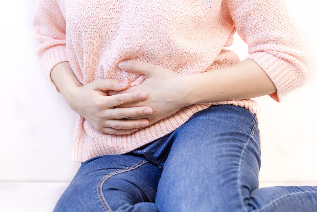 Woman with pain from uterine fibroids